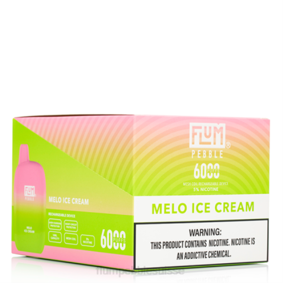 FLUM PEBBLES 6000 bouffées 10 paquets | Flum Pebble Flavors H2R456 glace au melo