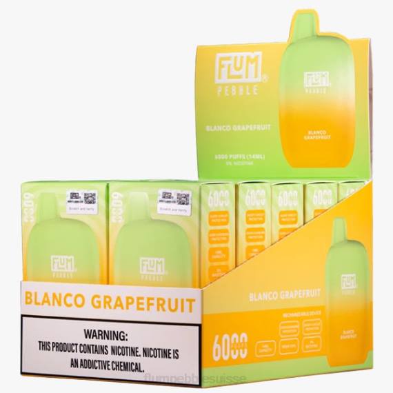 FLUM PEBBLES 6000 bouffées 10 paquets | Flum Pebble Suisse H2R411 pamplemousse blanc