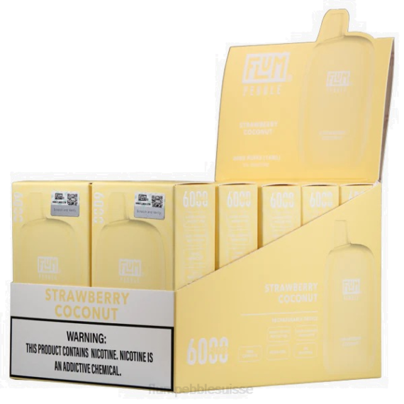 FLUM PEBBLES 6000 bouffées 10 paquets | Flum Pebble Vape Suisse H2R473 fraise noix de coco