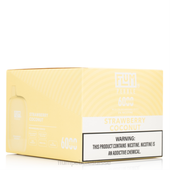 FLUM PEBBLES 6000 bouffées 10 paquets | Flum Pebble Vape Suisse H2R473 fraise noix de coco