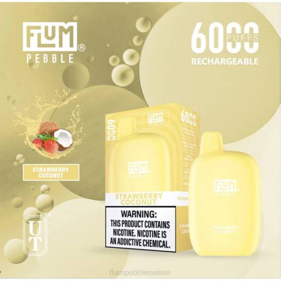 FLUM PEBBLES 6000 bouffées | Flum Pebble Berne H2R472 fraise noix de coco